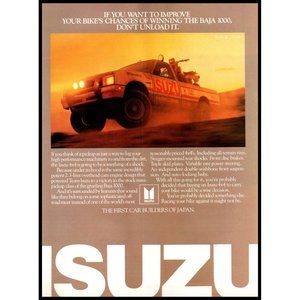 1986 Isuzu 4x4 Pickup Truck Vintage Print Ad Baja 1000 Rally Race Wall Art Photo